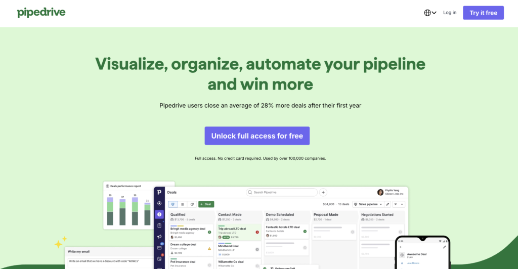 Pipedrive Landing Page