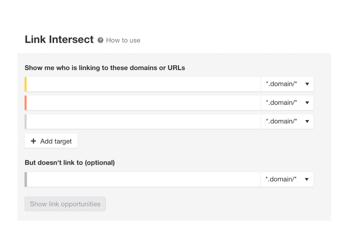 Ahref Link Intersect Tool Screen shot
