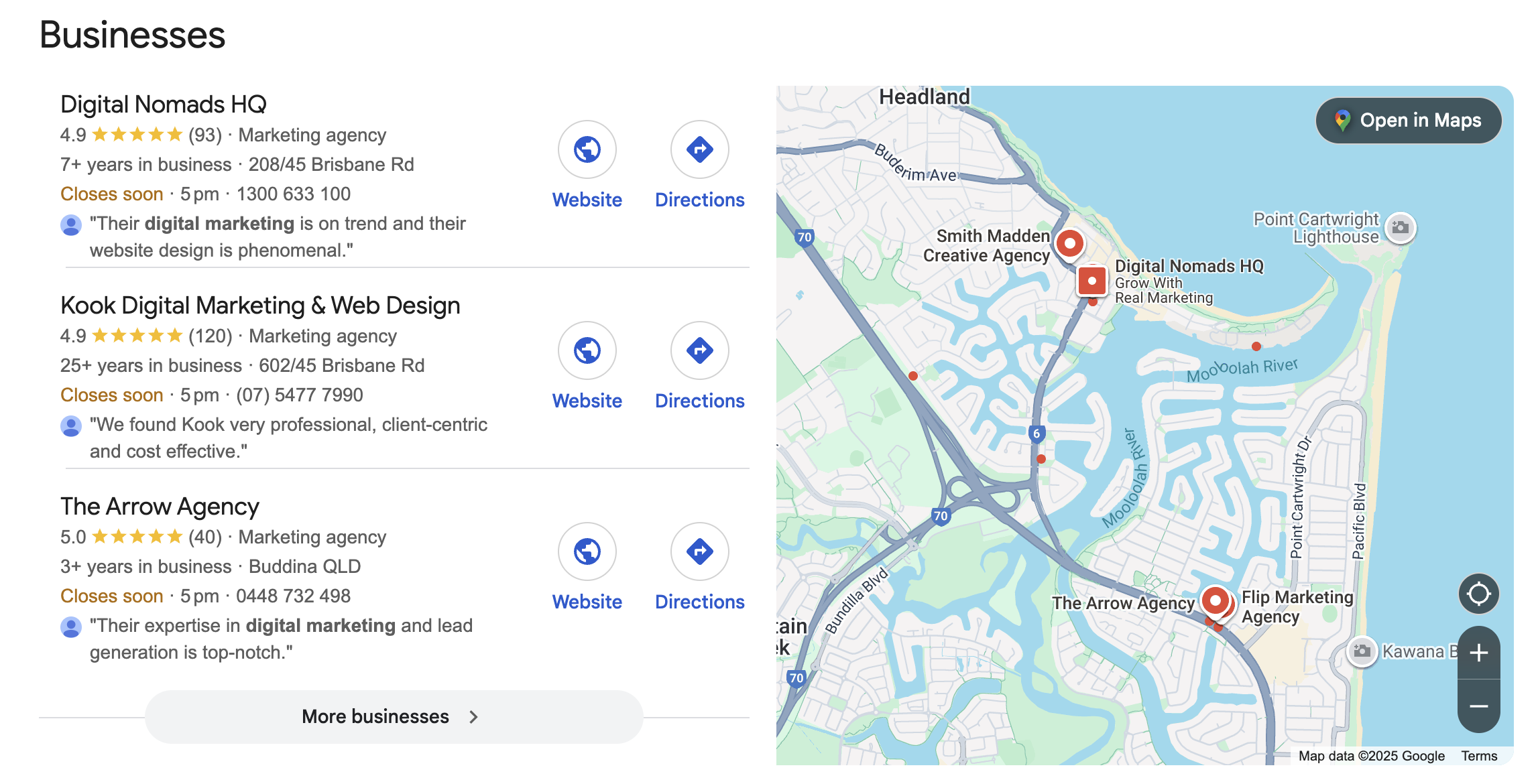 Google Map Pack Results