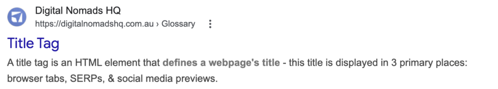 Title Tag in Google SERPS