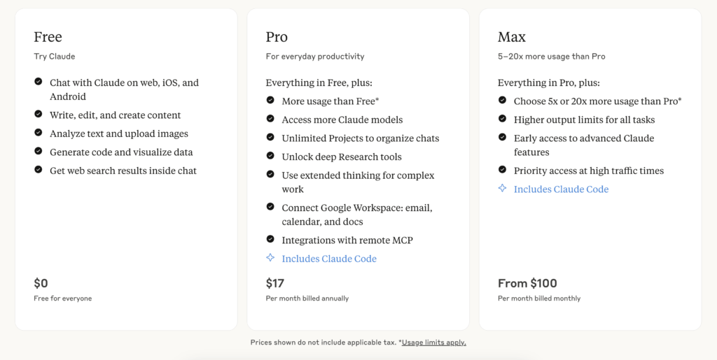 Claude Pricing