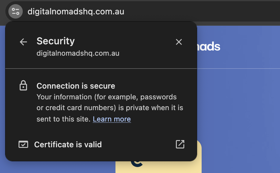 Valid Security Certificate