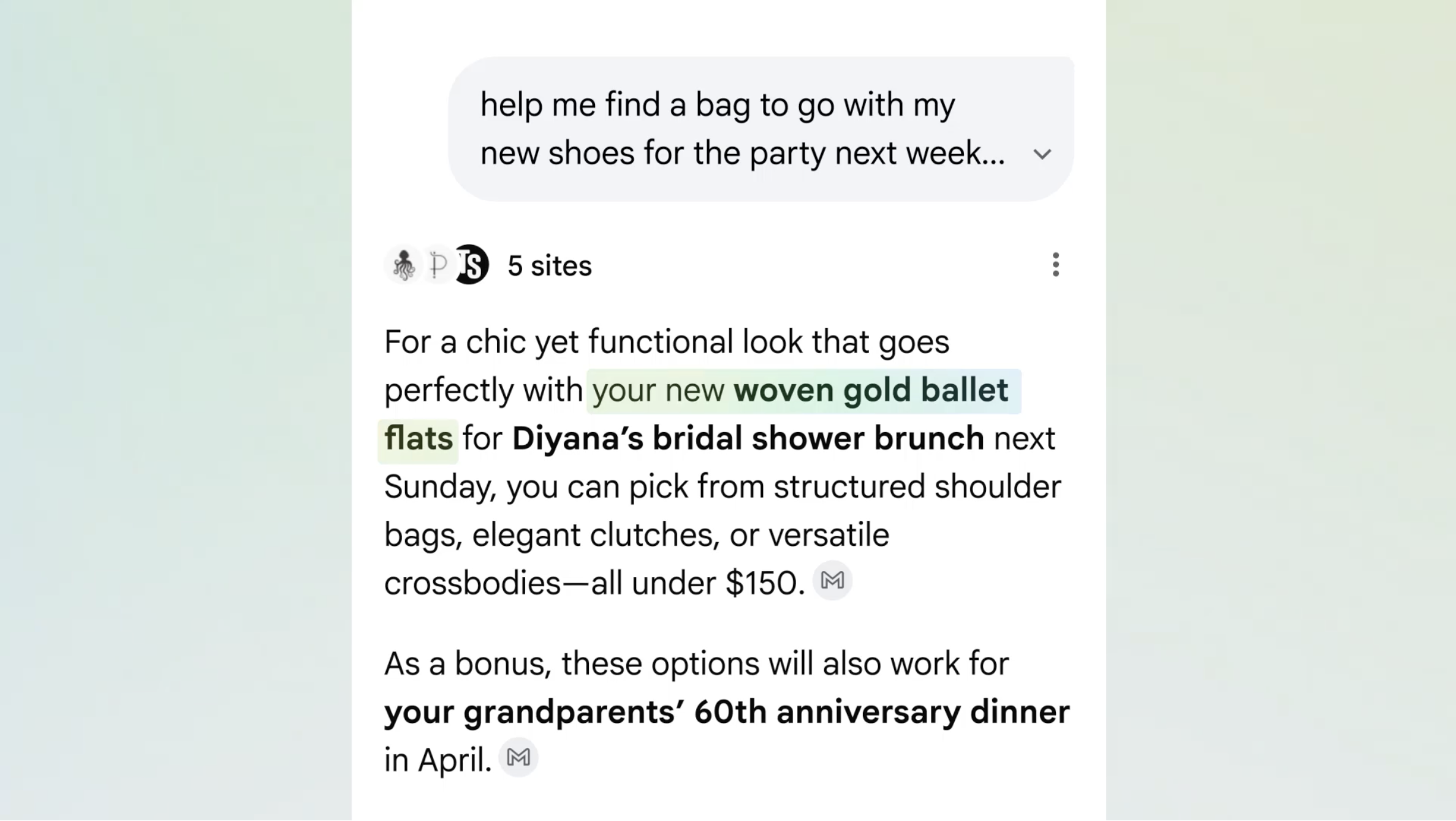 Personal Intelligence - Displaying personal intelligence on previous items owned