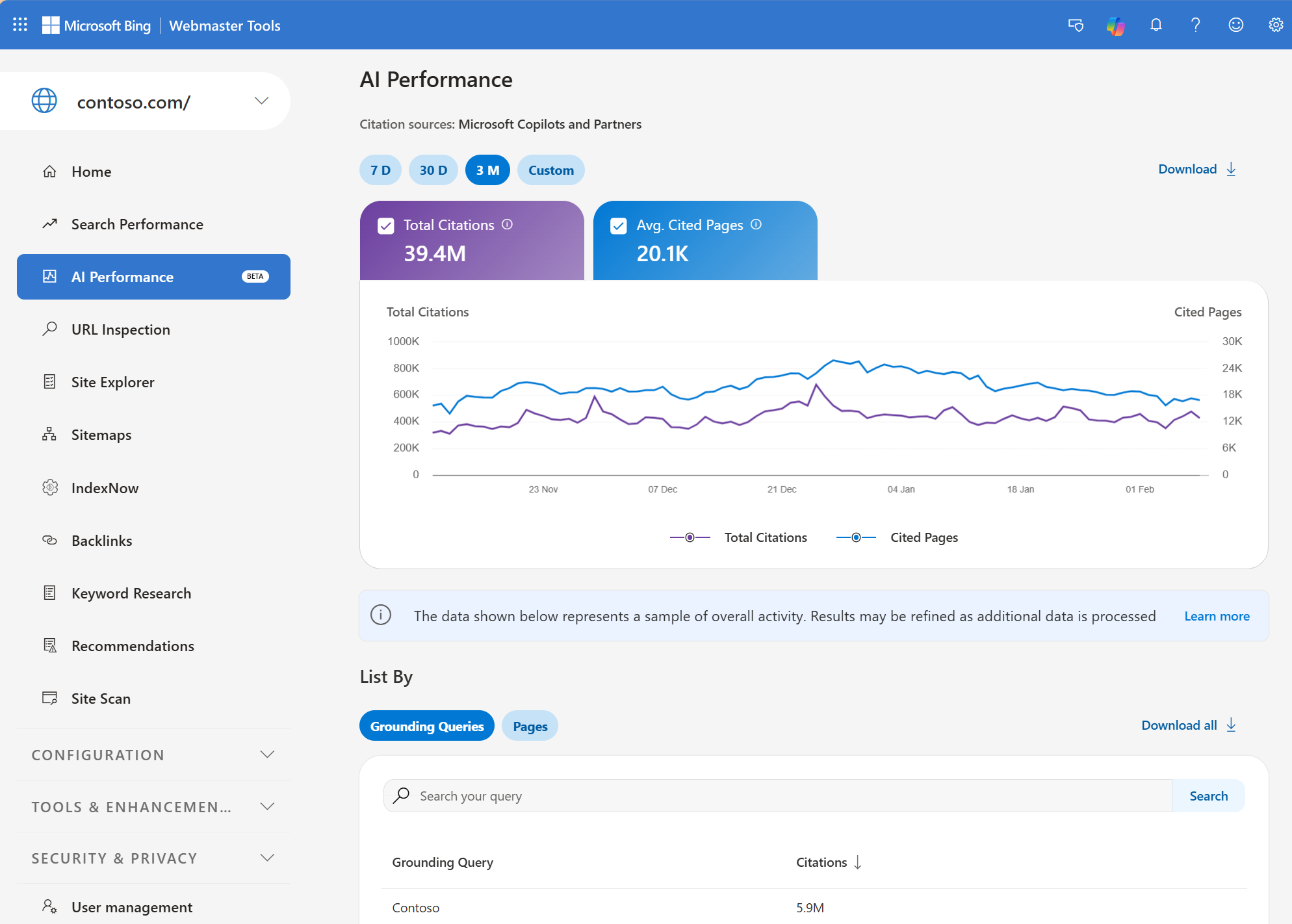 Bing Webmaster AI Features